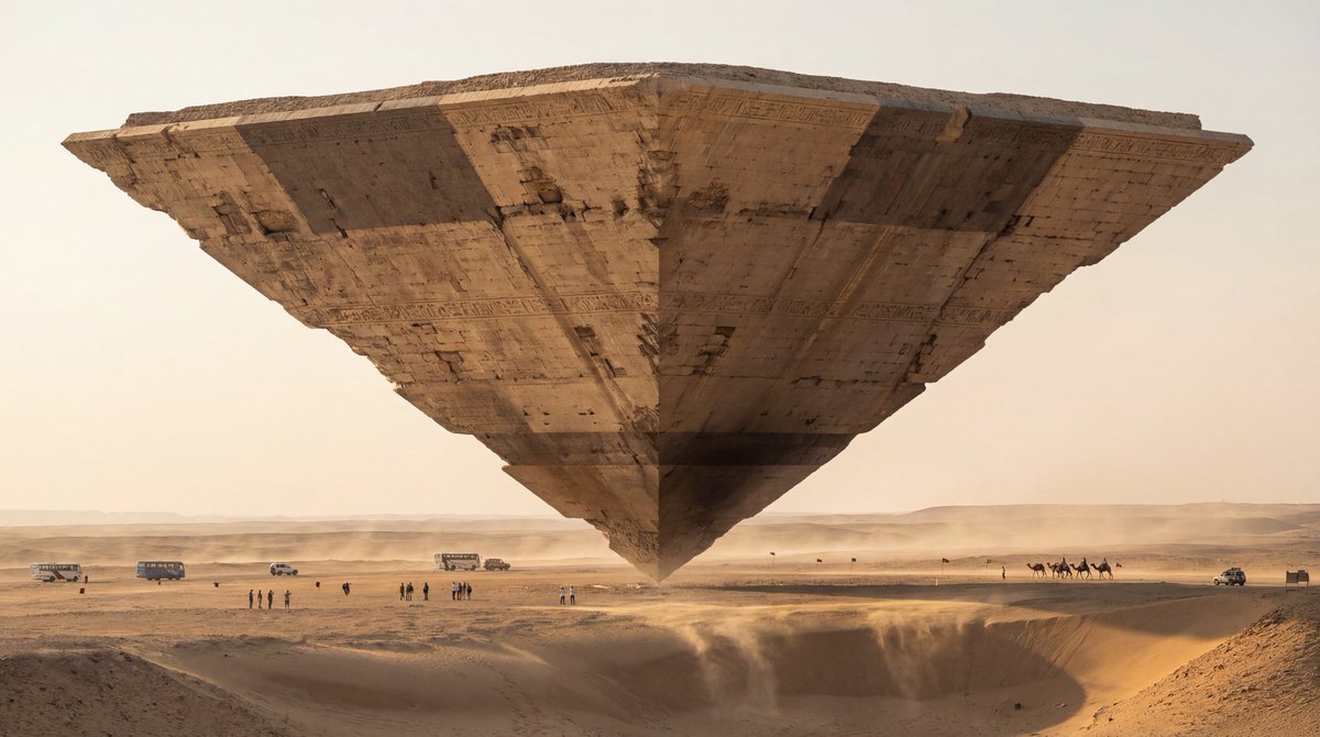 AI Prompt for Photorealistic Ultra-Wide Desert Landscape with Inverted Pyramid