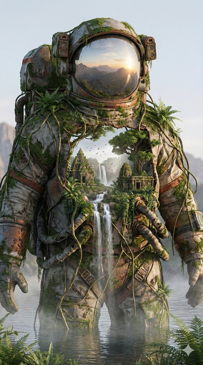 AI Prompt for Surreal 8K Astronaut Suit Art with Miniature Nature Scene