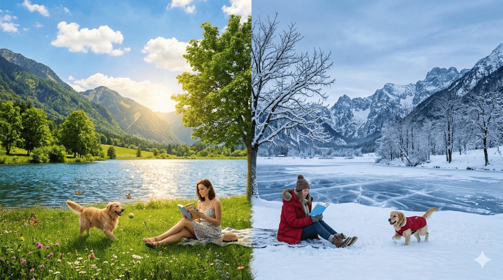 AI Prompt for Surreal Seasonal Split Landscape Photography