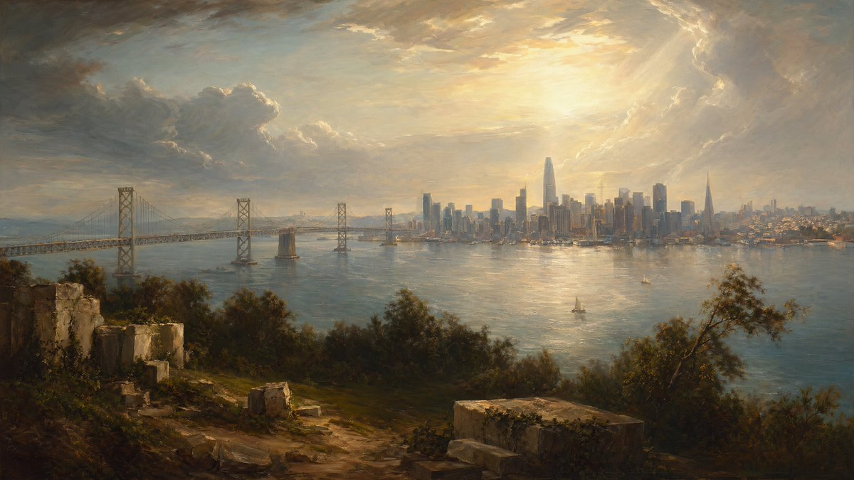 AI Prompt for Sweeping Cityscape with Panoramic Bay
