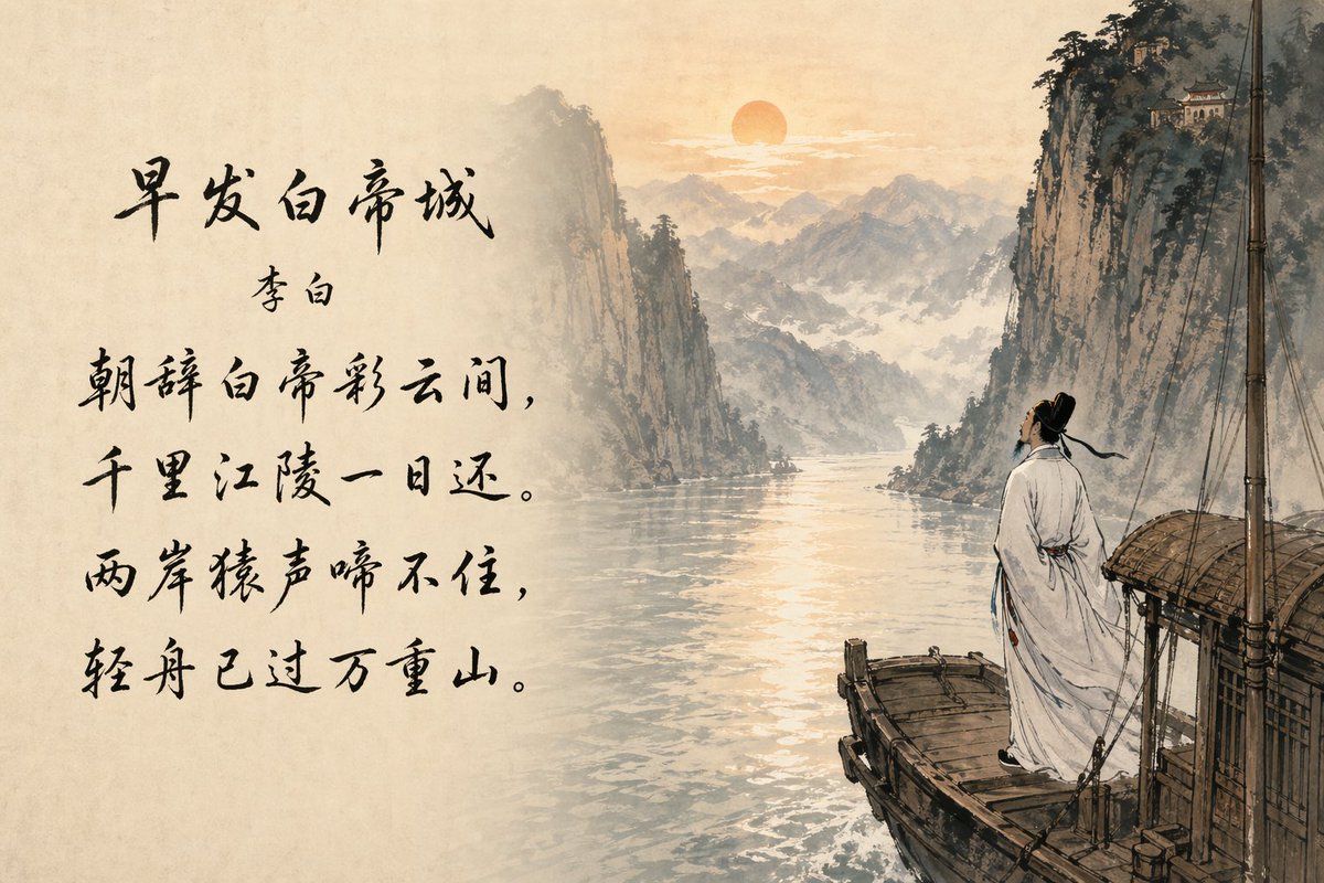 AI Prompt for Traditional Chinese Landscape Art with Poetic Typography