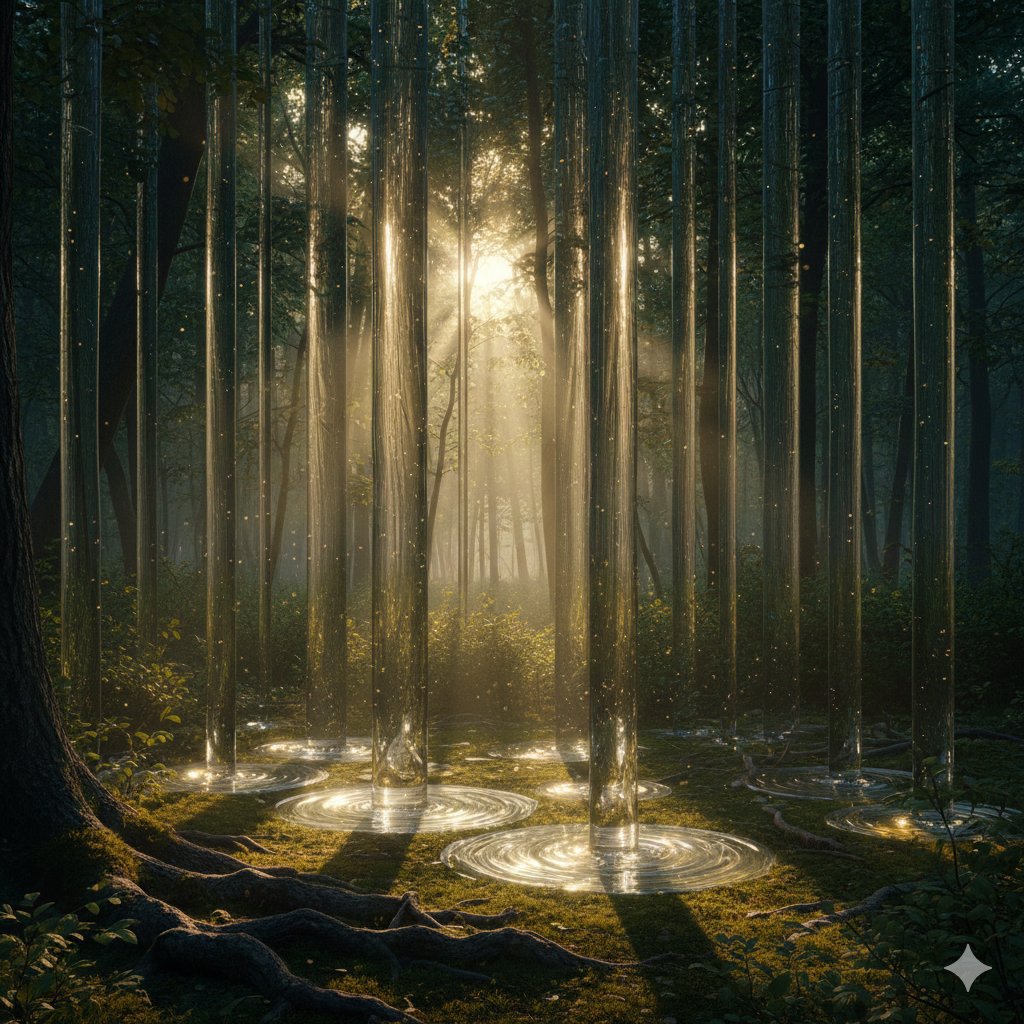 AI Prompt for Ultra-Realistic Cinematic Forestscape with Melted Glass Lighting