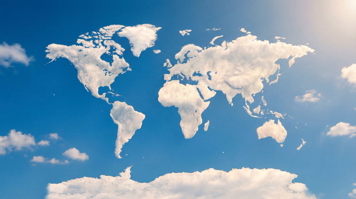 Photorealistic Cloud Shaped Like World Continents