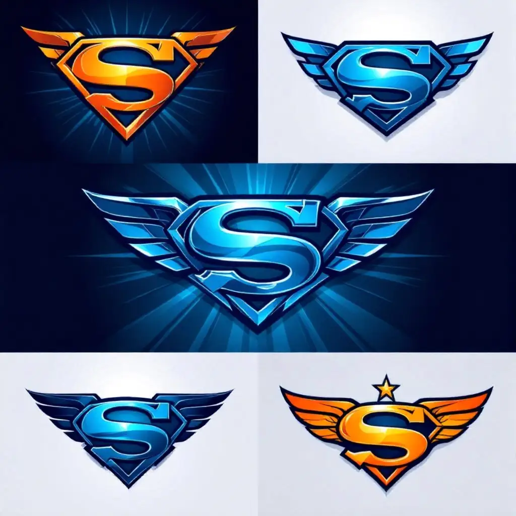 Superhero Lightning Logo with Metallic Gradient