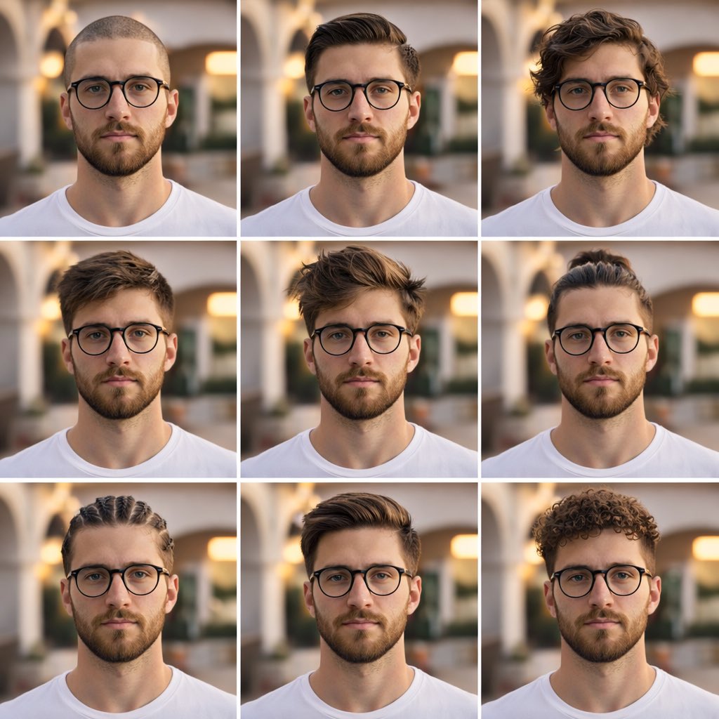 9 Men's Hairstyles Collage Portrait Grid