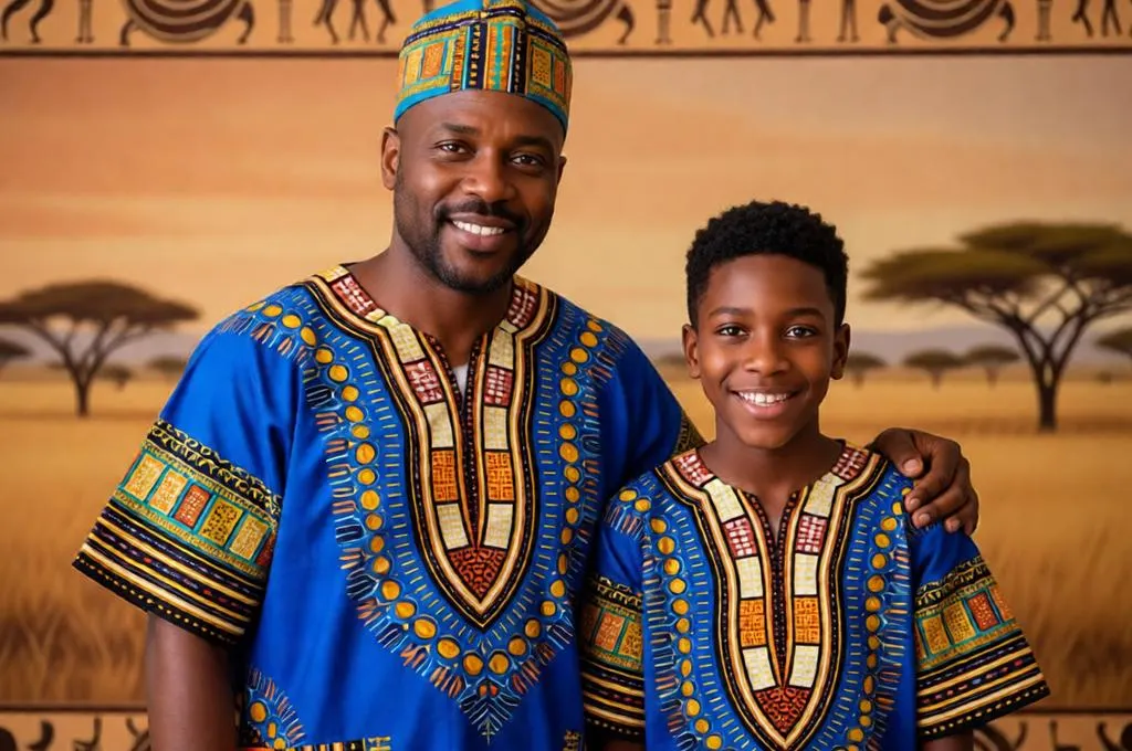 African Father & Son Portrait AI Prompt