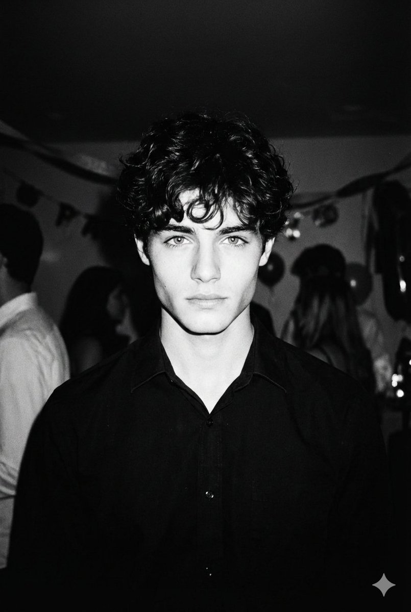 AI Prompt for High-Contrast 90s Disposable Camera Portrait of a Dark Academia Bad Boy