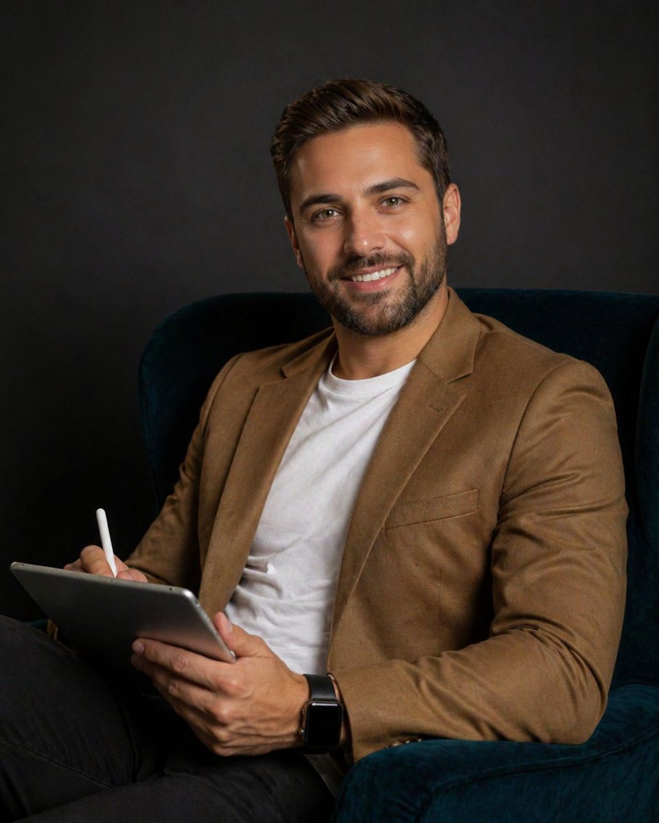 AI Prompt for Professional Male Studio Portrait with Detailed Lighting and Pose