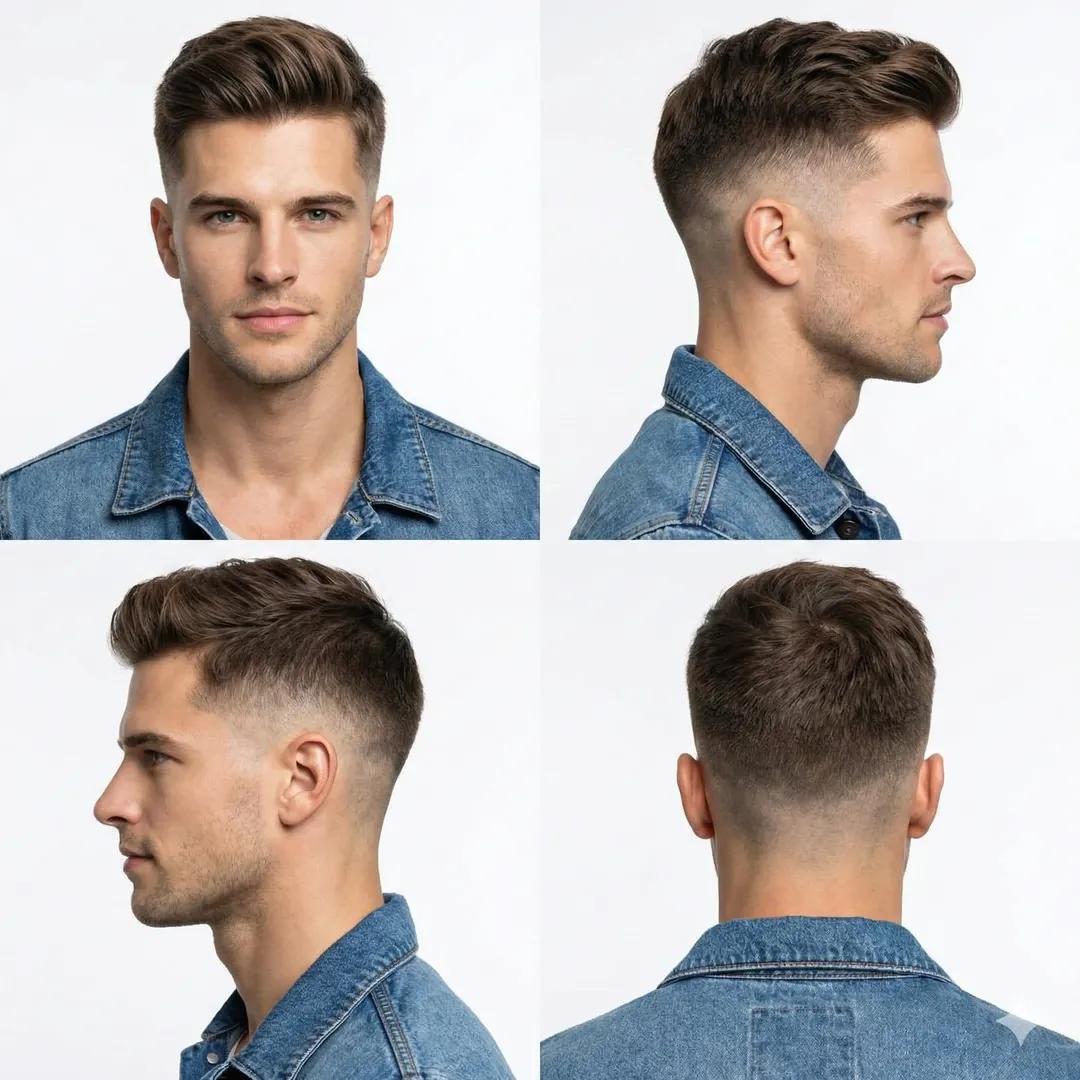 AI Prompt for Professional Studio Portrait of a Man with a Skin Fade Haircut