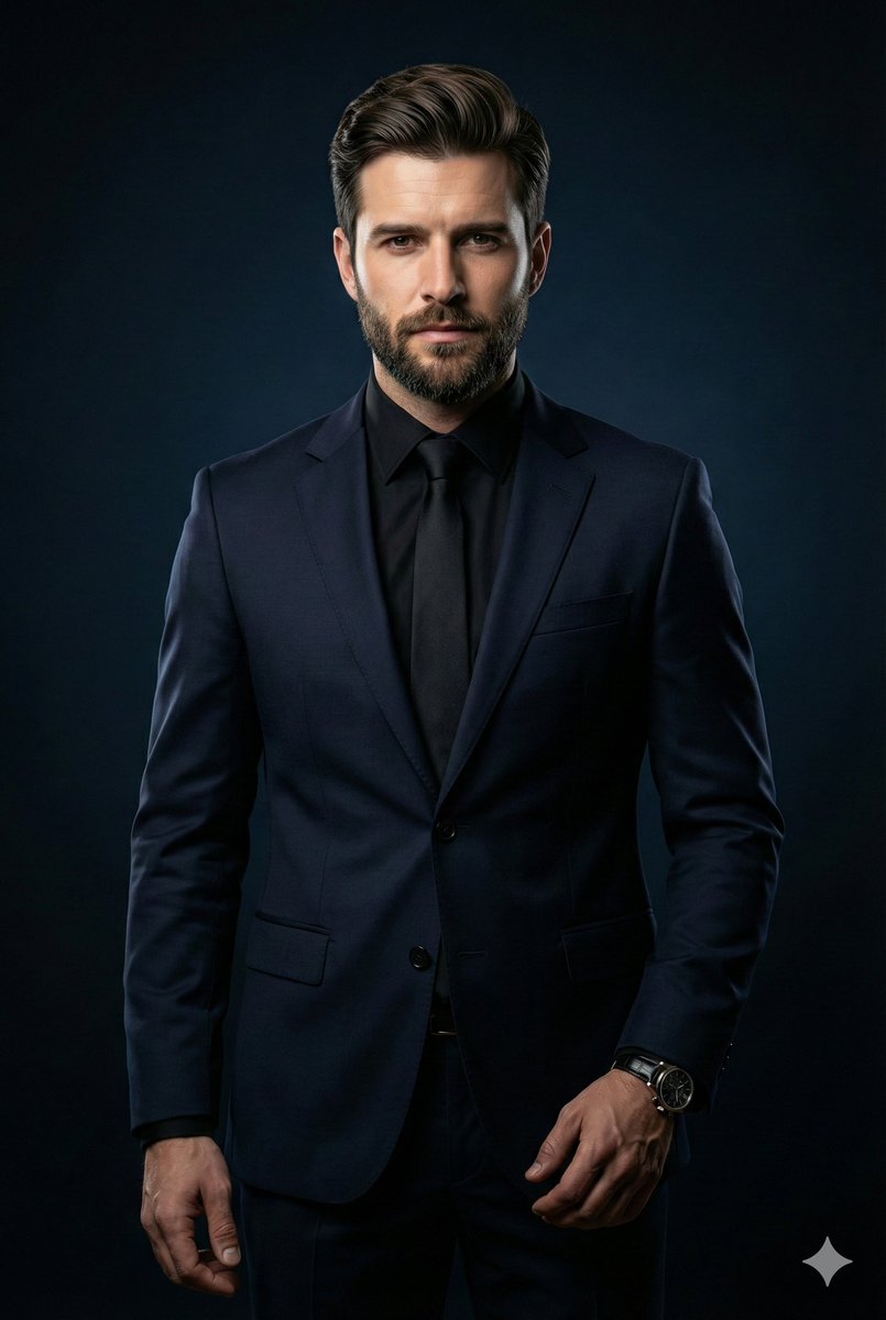 AI Prompt for Realistic Corporate Portrait of Middle-Aged Man in Suit