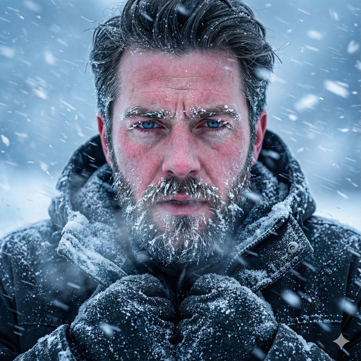 AI Prompt for Ultra-Realistic 8K Portrait of Man in Snowstorm - Free Download