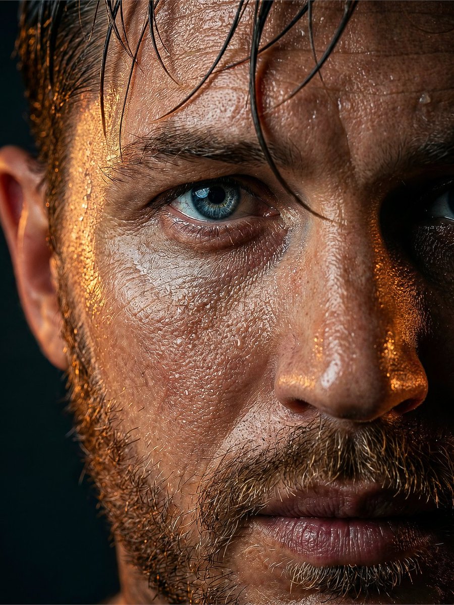 AI Prompt for Ultra-Realistic Cinematic Male Portrait with Wet Skin Effect