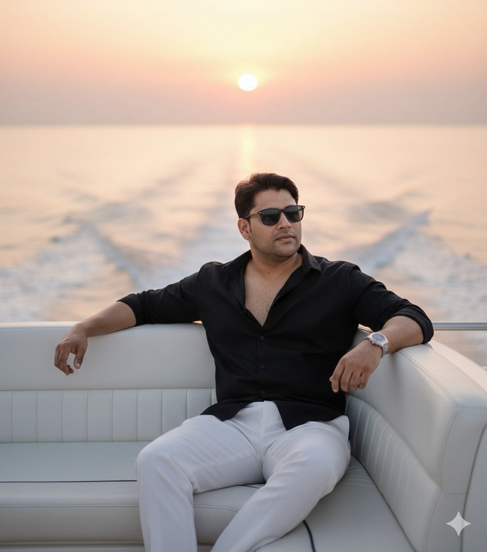 AI Prompt for Ultra-Realistic Luxury Yacht Sunset Portrait