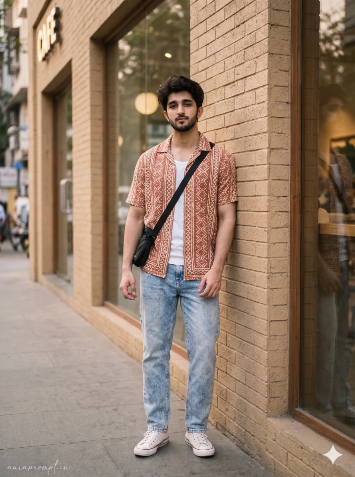 Authentic Indian Male Portrait Café Street Style