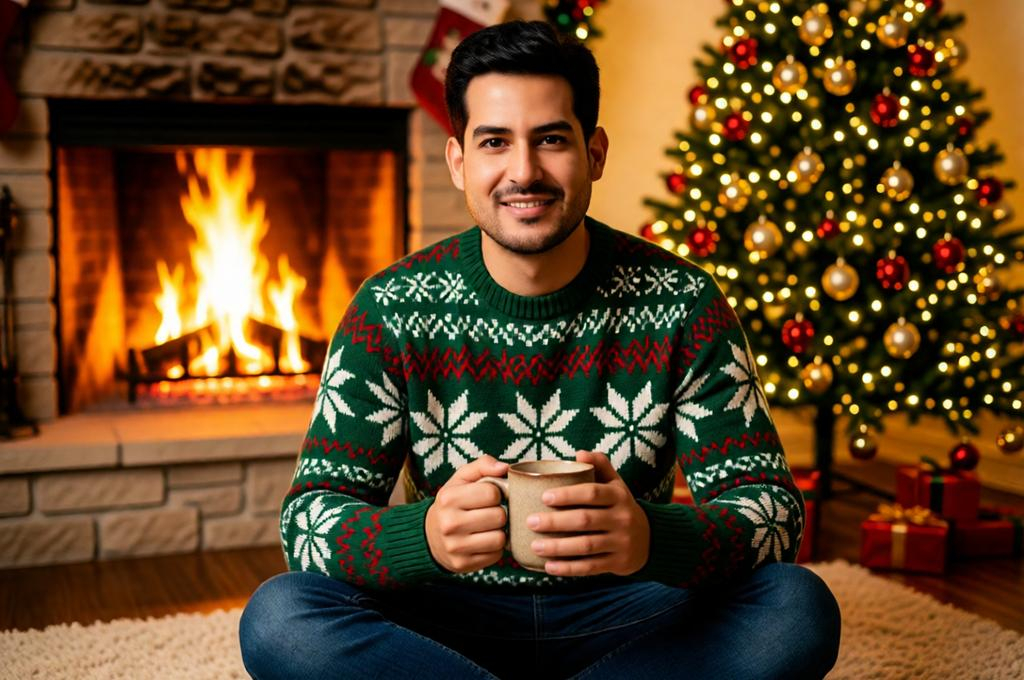 Christmas Cozy Portrait of Man in Fair Isle Sweater