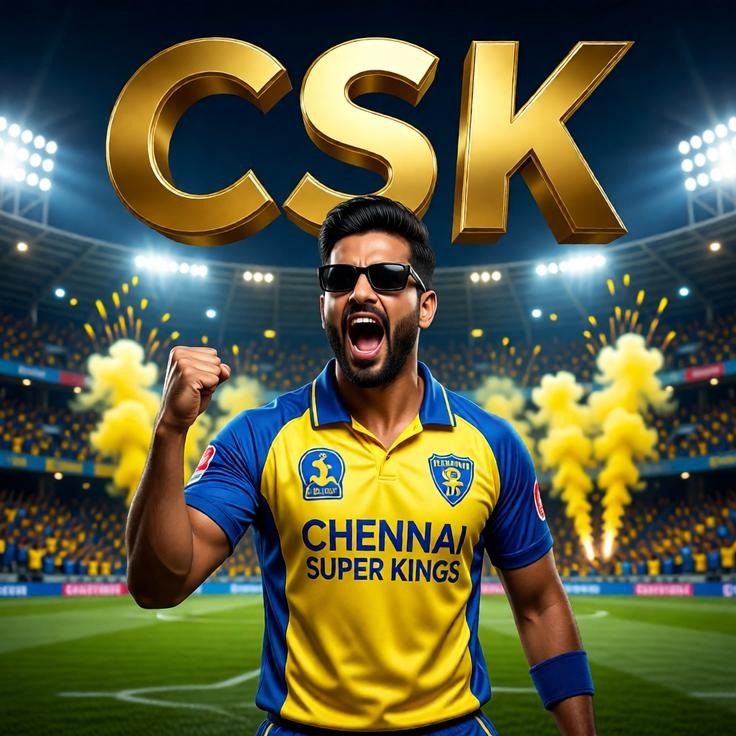 Cinematic 8K IPL Poster of CSK Fan in Action