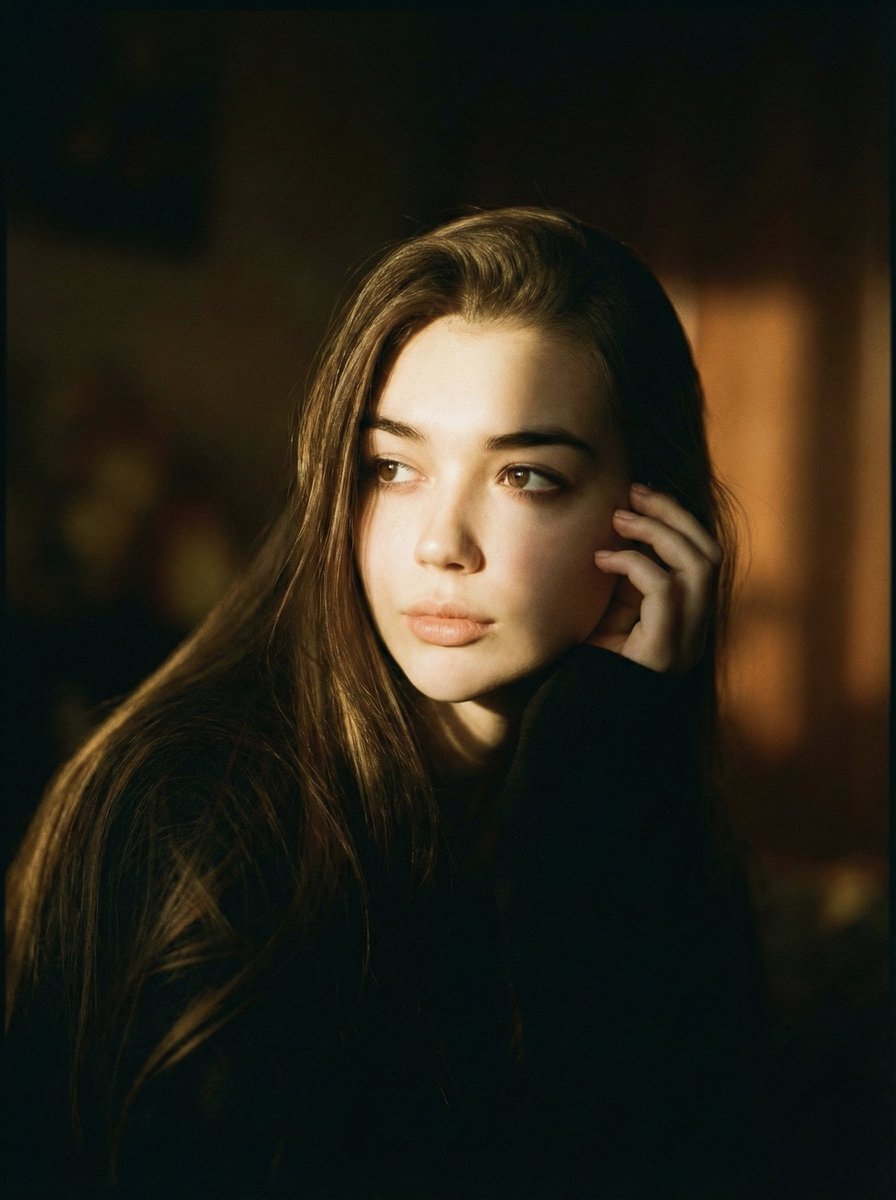 Cinematic Golden Hour Portrait with Film Grain & Moody Lighting