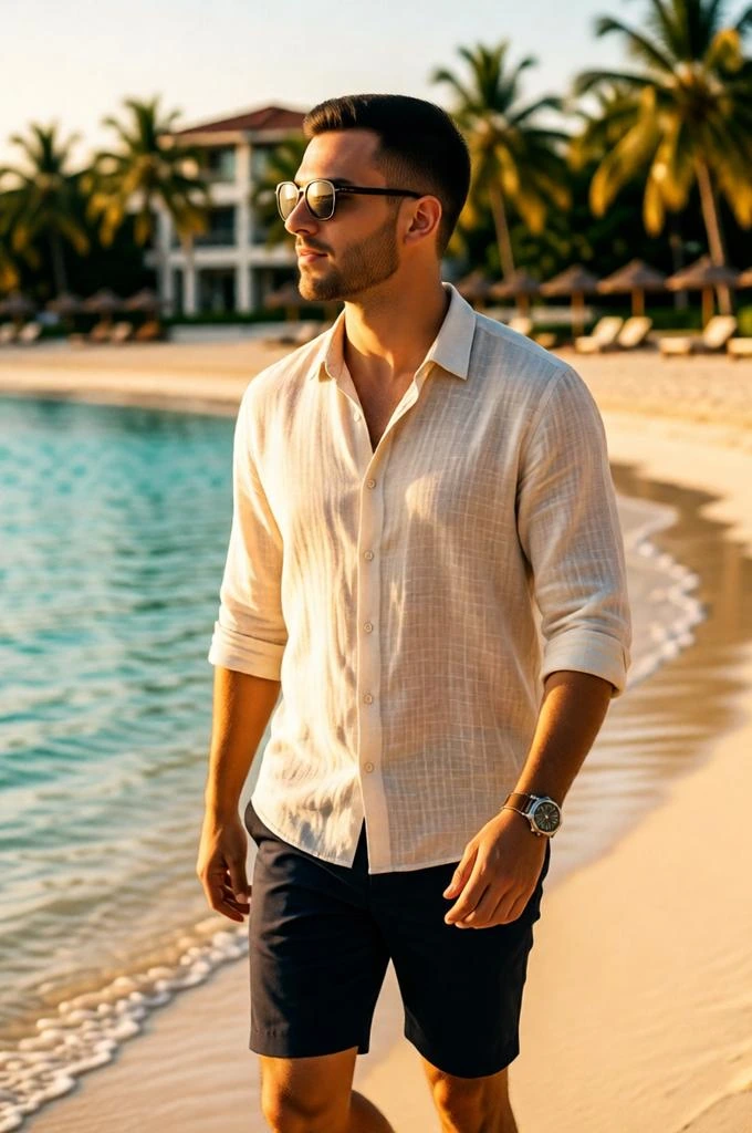 Cinematic Male Portrait on Luxury Beach
