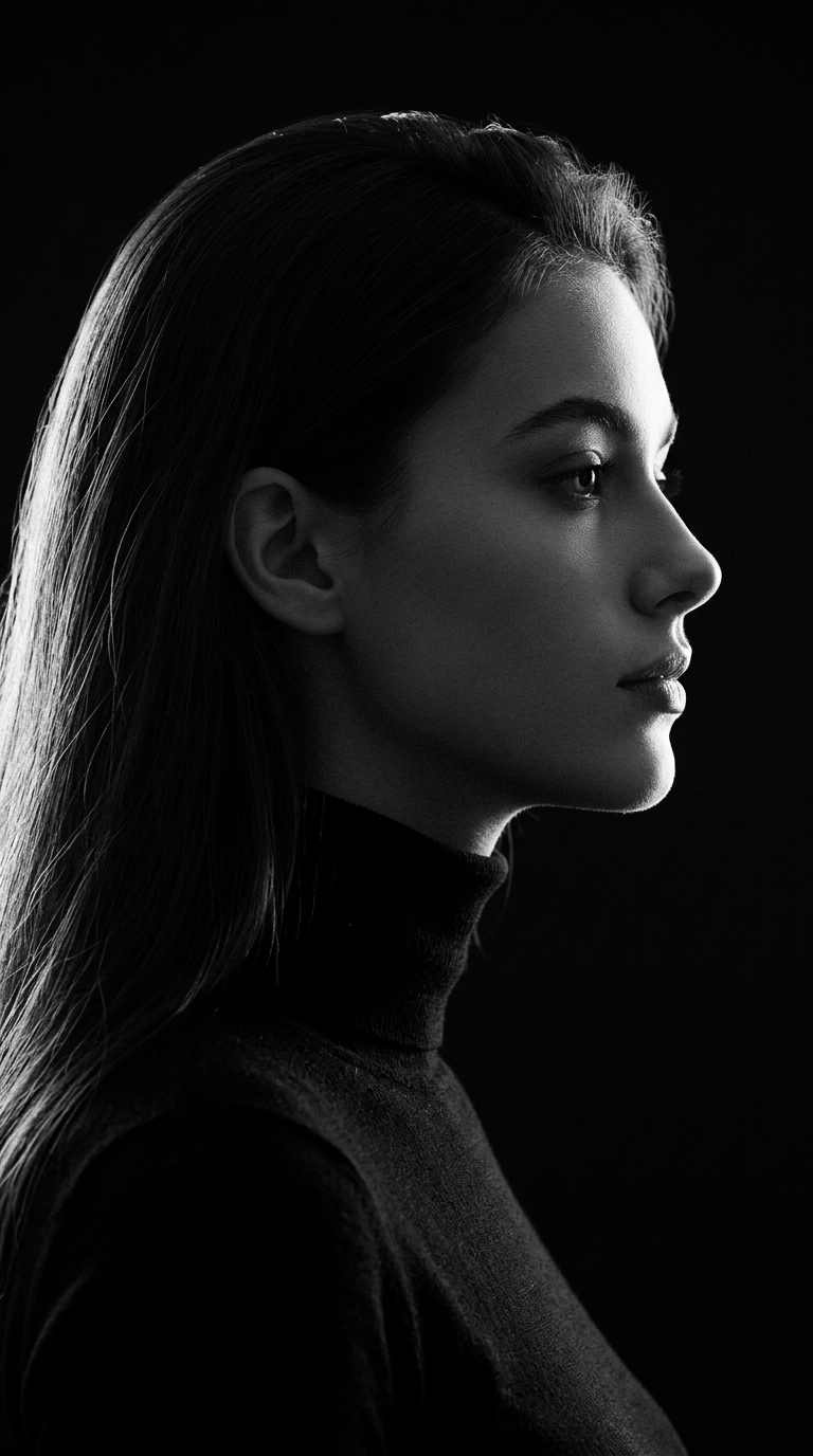 Dramatic B&W Rim Light Portrait