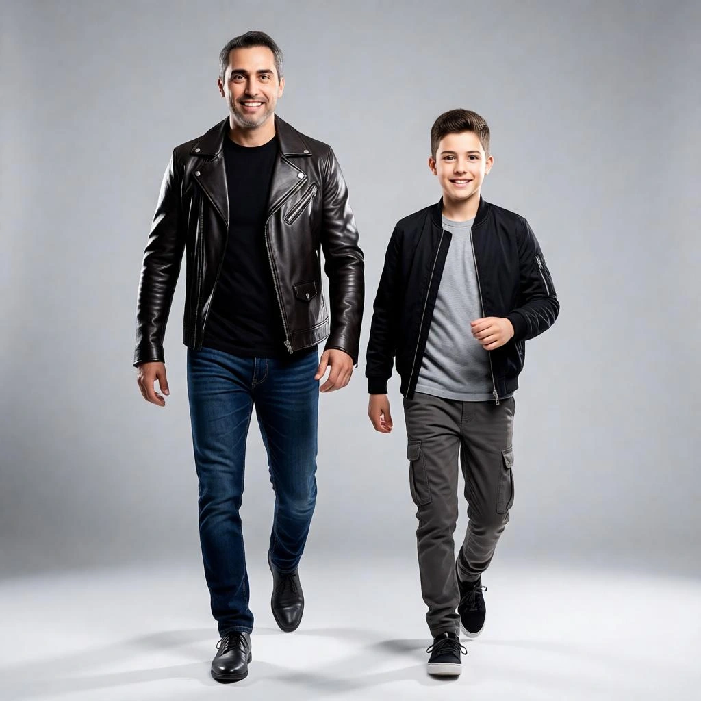 Dynamic Father & Son Studio Portrait Prompt