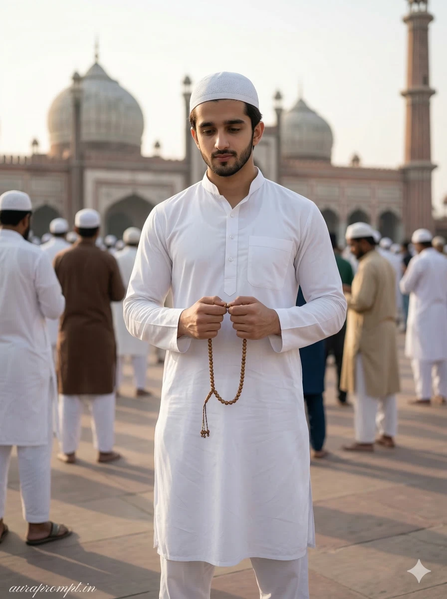 Eid Mubarak Mosque Portrait AI Photo Prompt