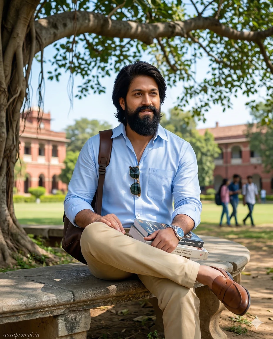 Elegant 8K Campus Portrait of Indian College Student