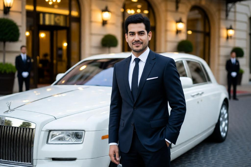 Elegant Gentleman with Rolls Royce Ghost Photo Prompt