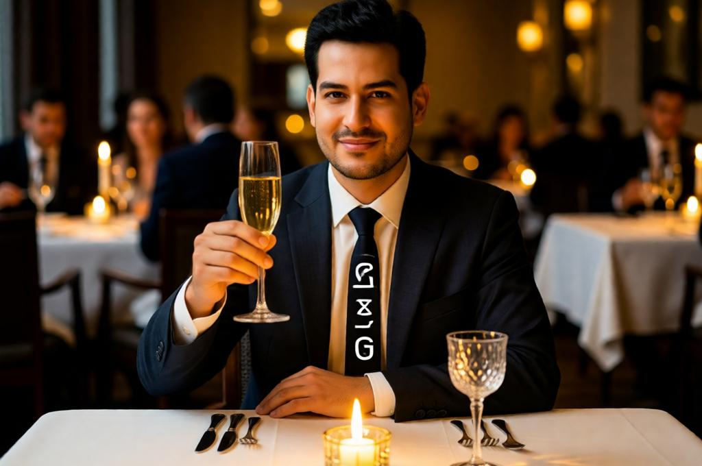 Elegant Suit Portrait with Candlelit Toast – 8K Photorealistic