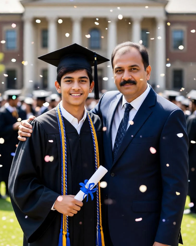 Father & Son Graduation Day AI Portrait