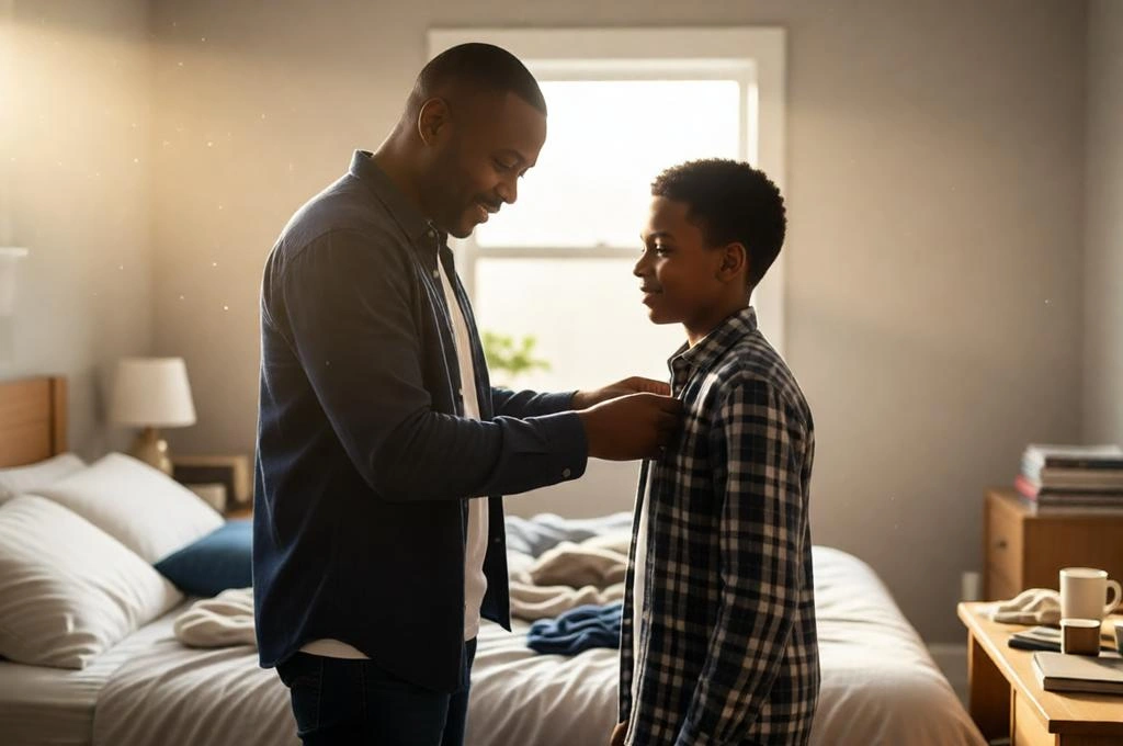 Father & Son Morning Routine AI Portrait Prompt
