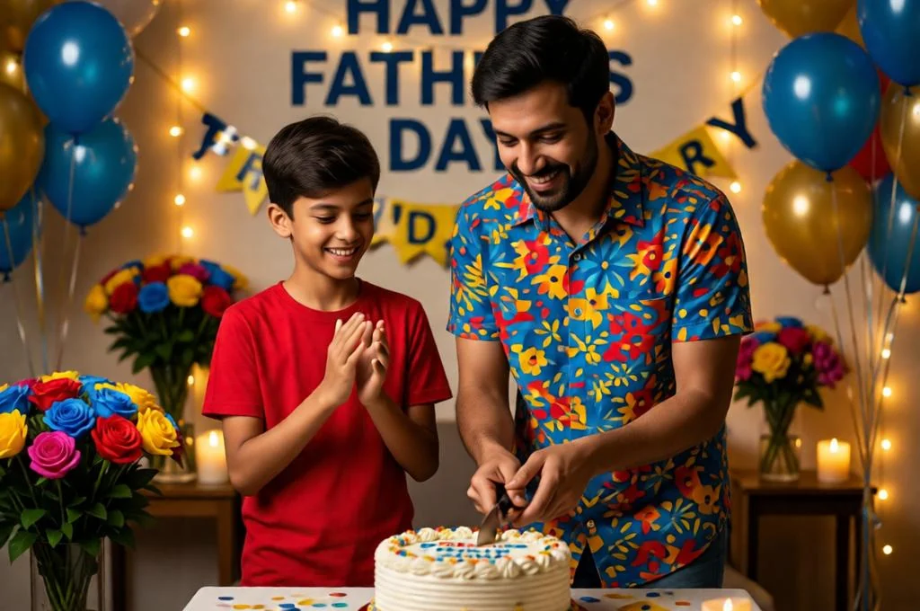 Father's Day Celebration with Indian Boy & Dad