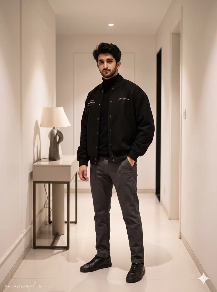 Fit-Check Portrait of Indian Man in Modern Apartment