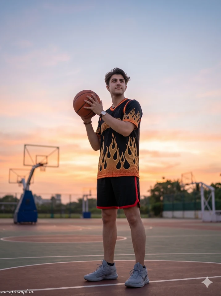 Golden Hour Cinematic Basketball Portrait Editorial