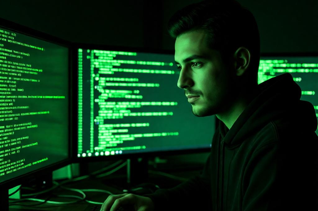 Green Code Hacker Portrait – 8K Cinematic Shot