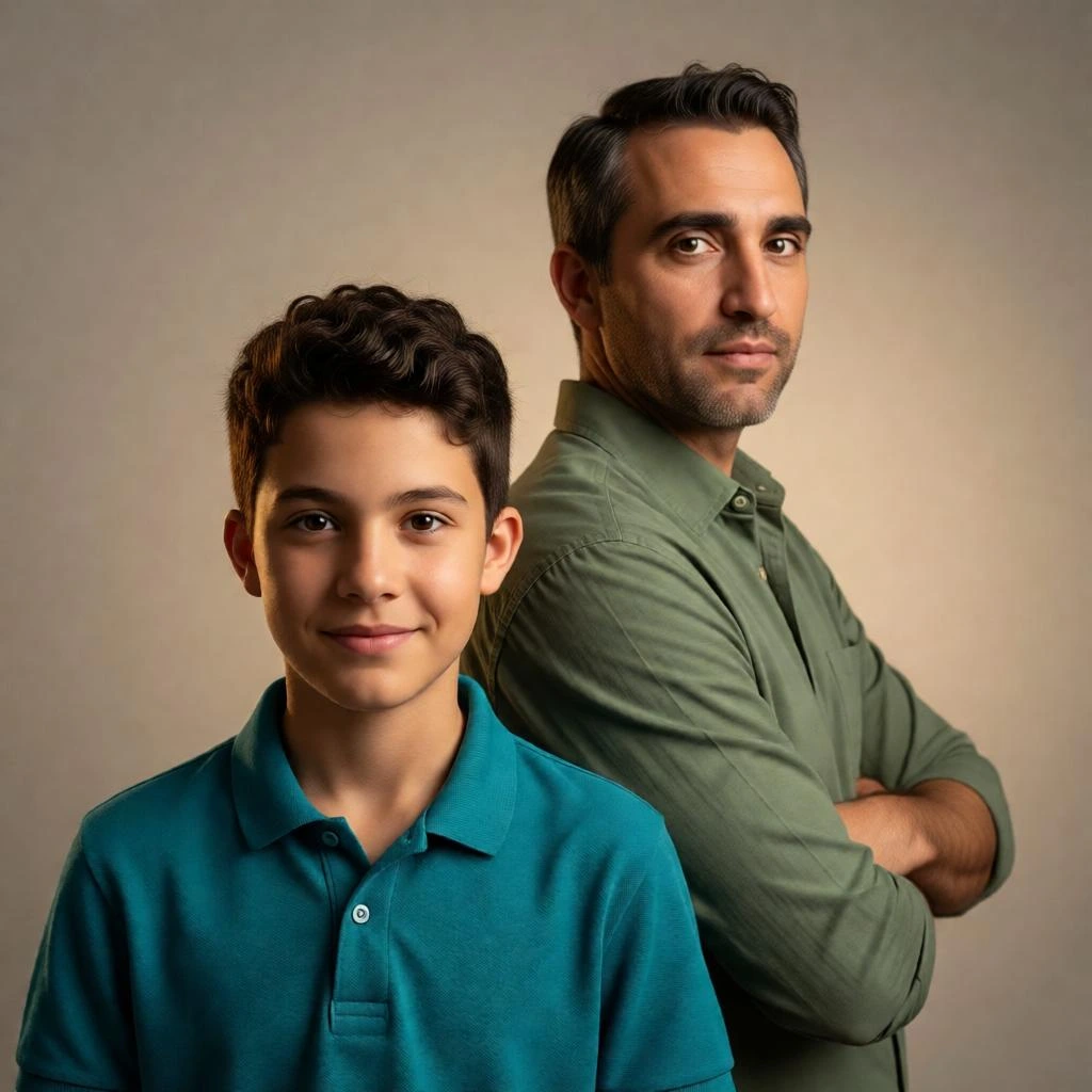 Hyper-Realistic Father & Son Studio Portrait