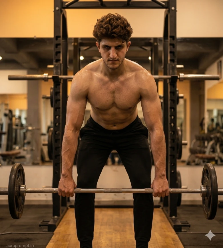 Hyper-Realistic Gym Deadlift Portrait AI Prompt