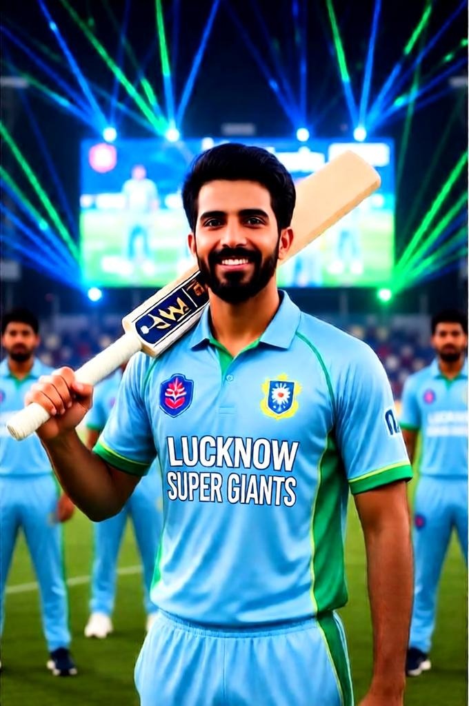 Hyper-Realistic IPL Lucknow Super Giants Portrait