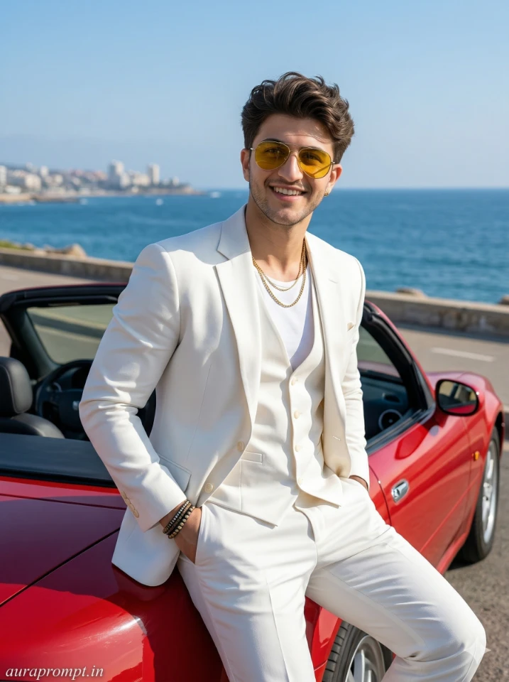 Luxury Coastal AI Portrait: Young Indian Man