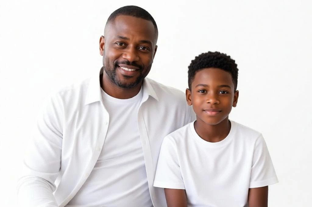 Minimalist Father-Son Fine Art AI Portrait