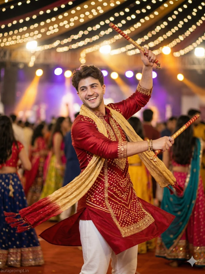 Navratri Dandiya Dance AI Portrait – Ultra-Realistic Cinematic Style