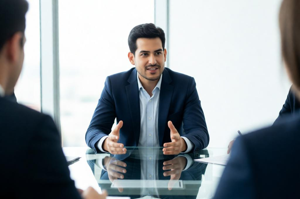 Photorealistic Business Portrait of a Speaking Man