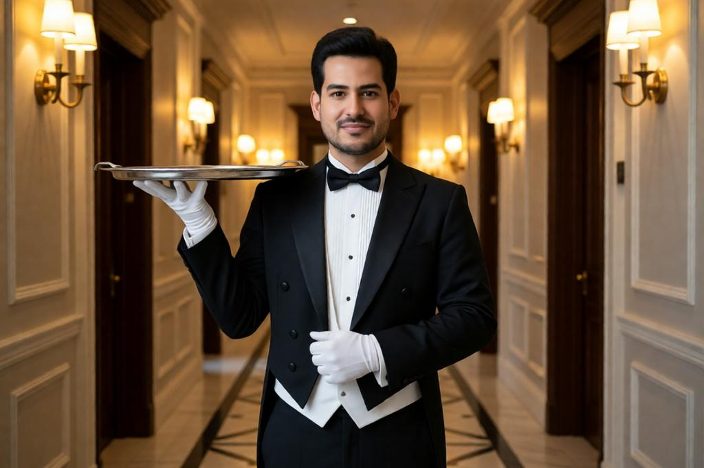 Photorealistic Butler Portrait in Formal Uniform