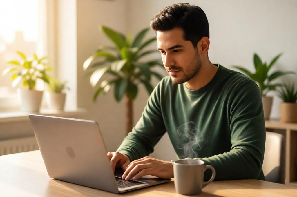 Photorealistic Café Working Male Portrait – 8K Editorial