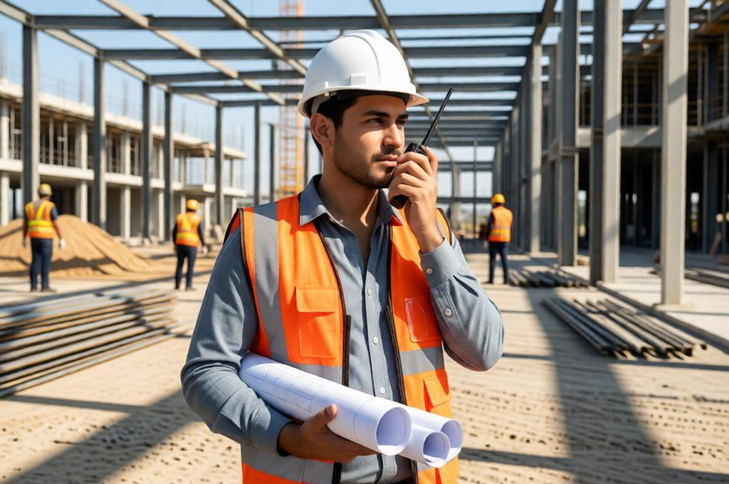 Photorealistic Construction Site Portrait – Male Worker