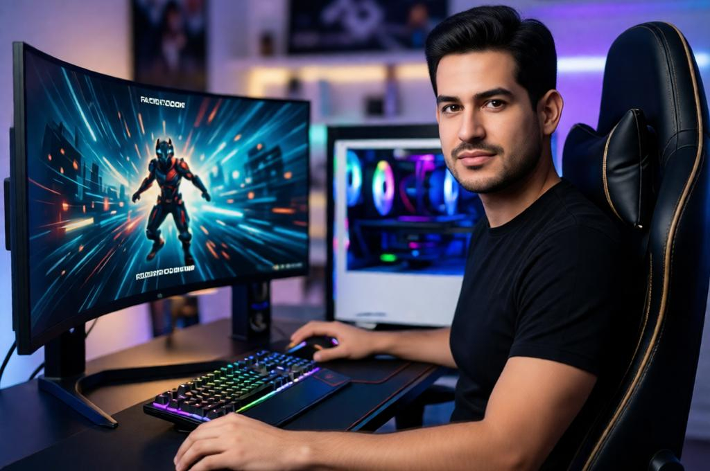 Photorealistic Gamer Portrait in Premium Setup