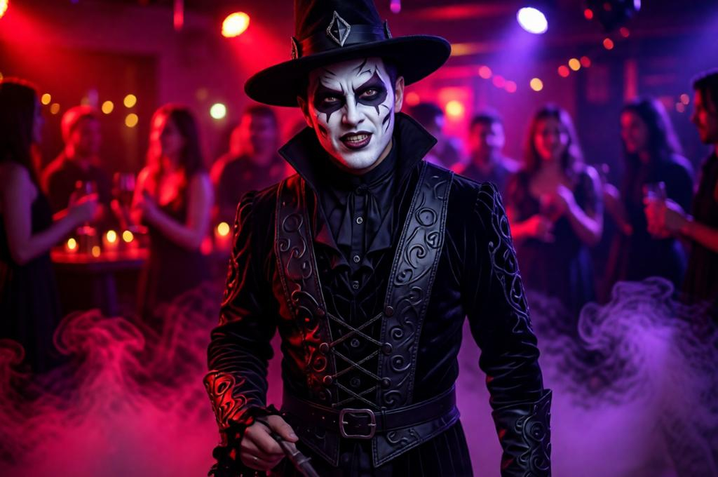 Photorealistic Halloween Male Portrait – 8K Party Shot