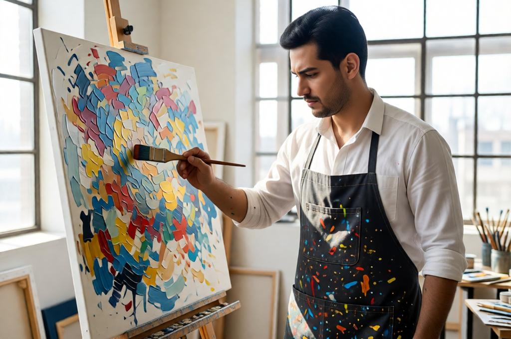Photorealistic Male Painter Portrait with Brush