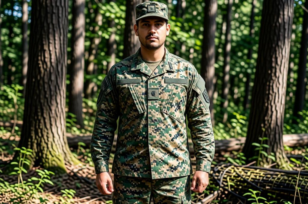 Photorealistic Military Camouflage Portrait in 8K