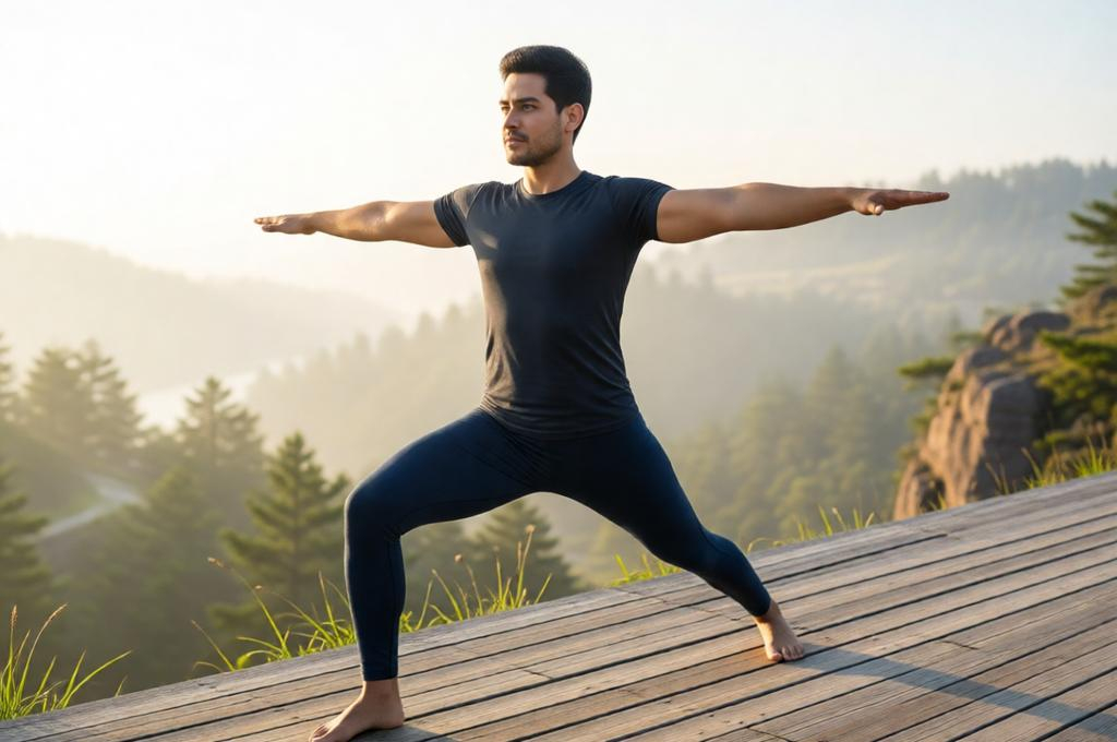 Photorealistic Warrior II Yoga Portrait