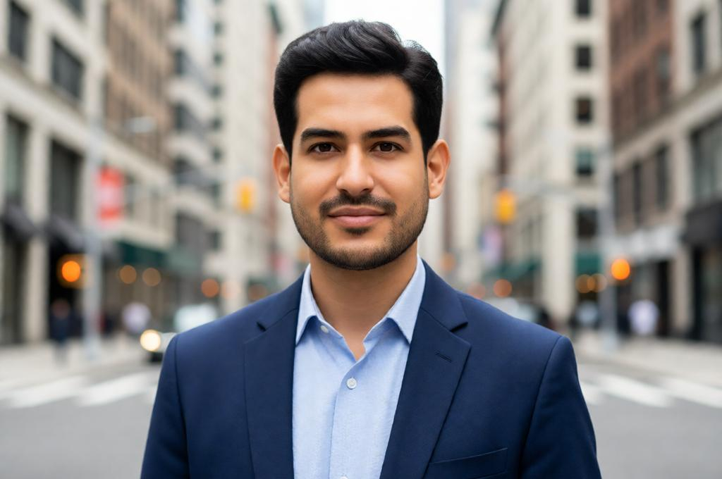 Professional Male Headshot on City Street – 8K Photo‑Realistic